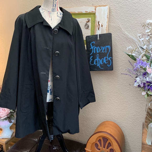 Vintage "Weather Tamer" Black Swing Coat Sz: 3X - Picture 8 of 11